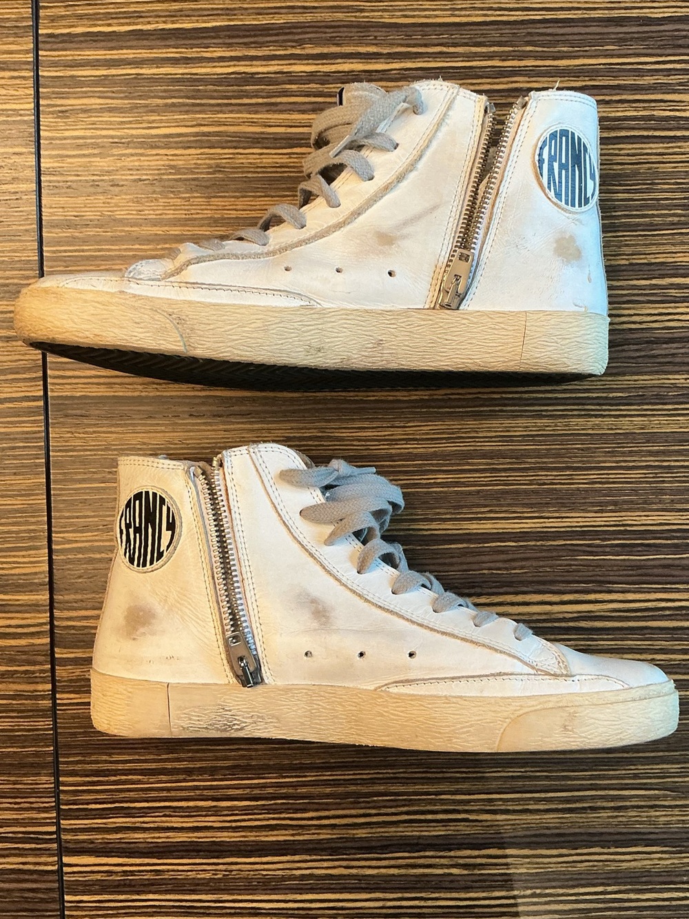 Golden Goose GGDB Francy White and Silver Star High-Top Sneakers Size 8 - Picture 5 of 9